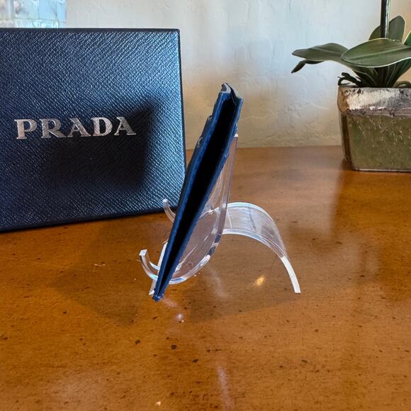 Prada Saffiano Leather Card Case Blue EUC - Picture 4 of 13